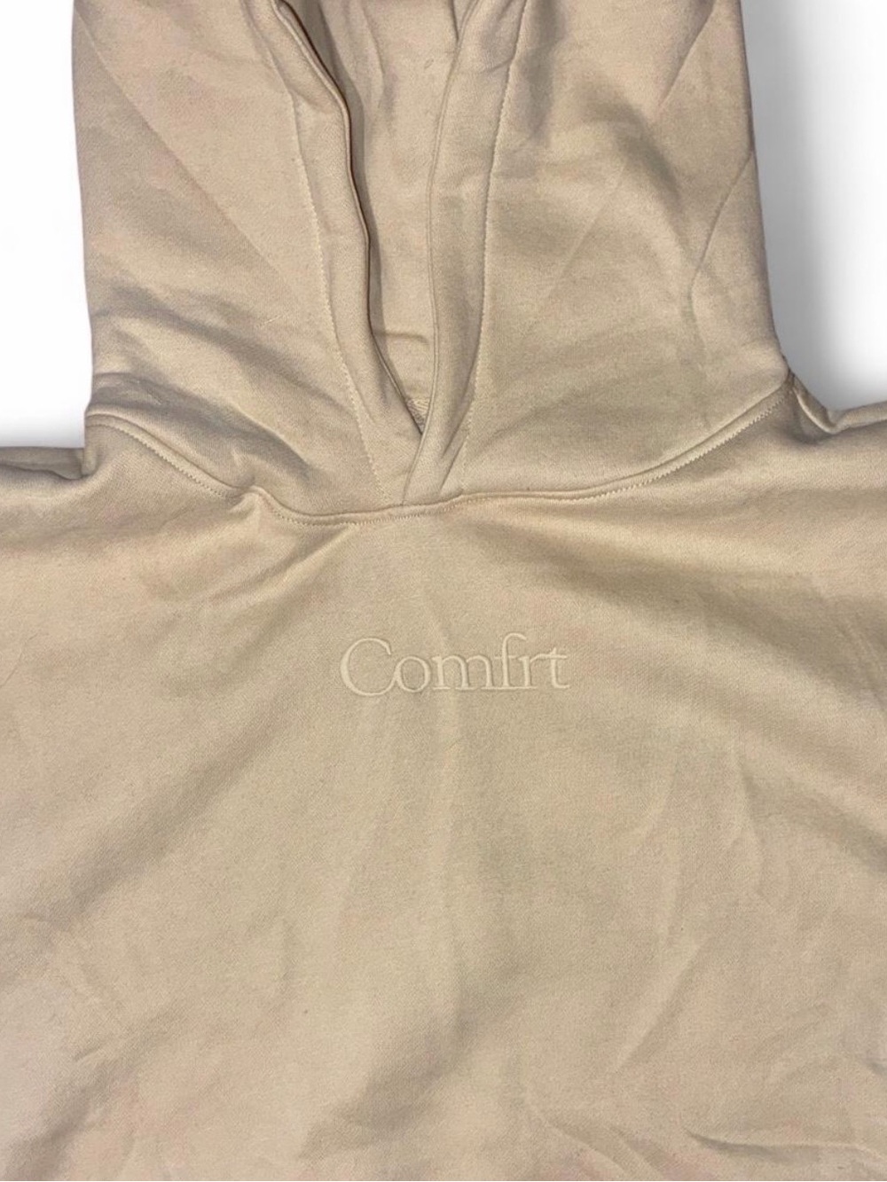 Comfrt Embroidered Hooded Sweatshirt - Beige